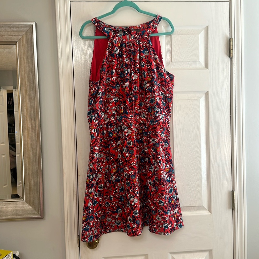 Floral print high next tie back dress